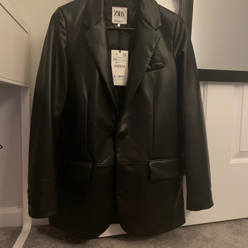 Zara Faux Leather Blazer